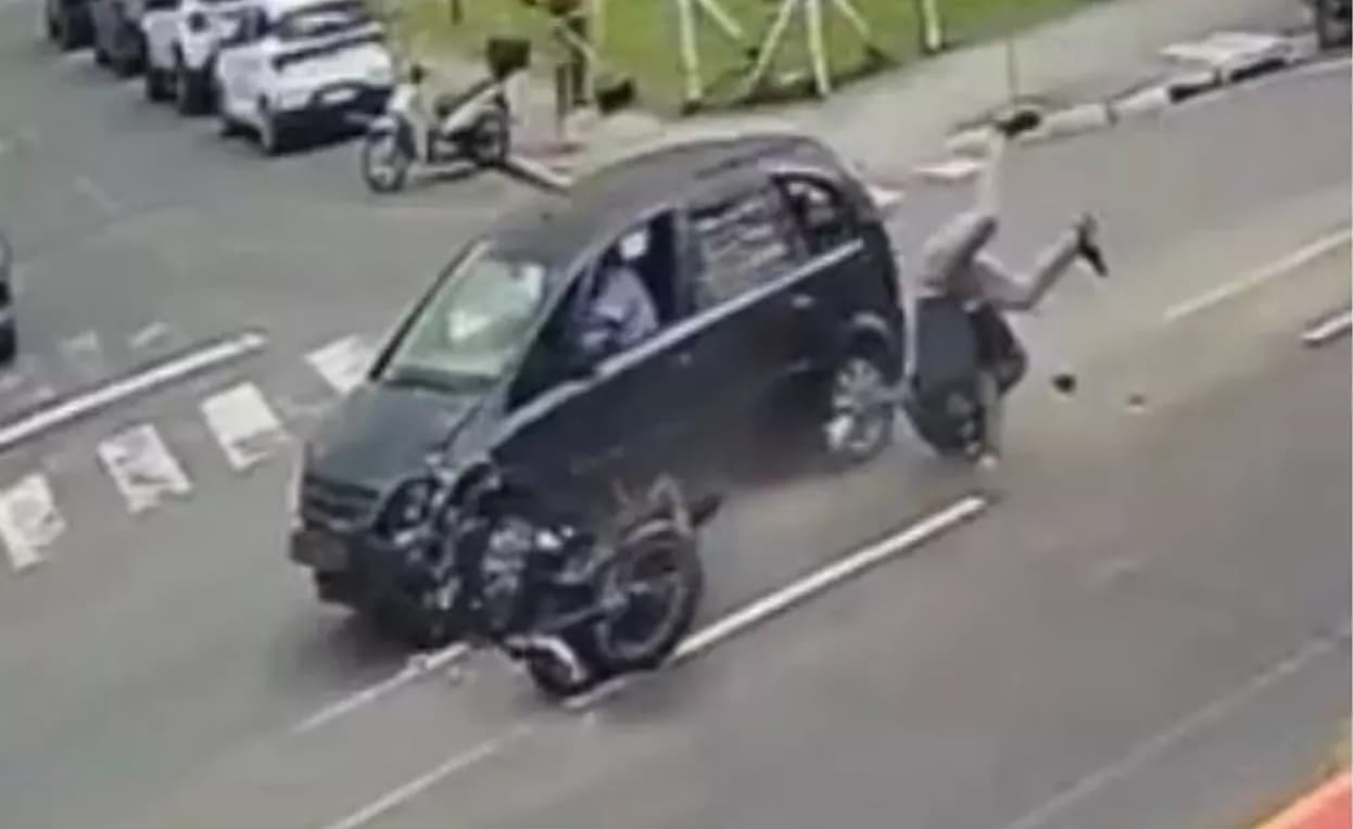 Motorista persegue e derruba motociclista após discussão de trânsito em Balneário Camboriú